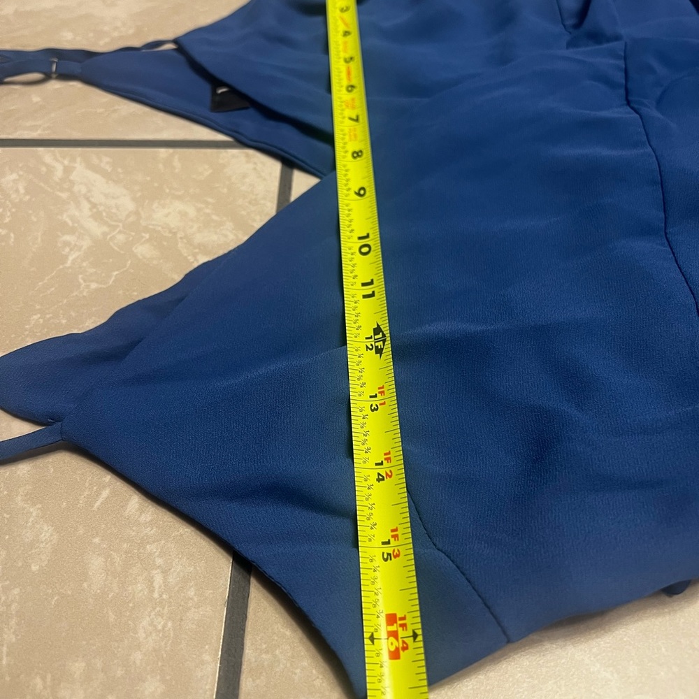 Lulus Manhattan Moment Ruffled Midi Wrap Dress Size S Blue Straps Sleeveless nwt - Picture 13 of 14